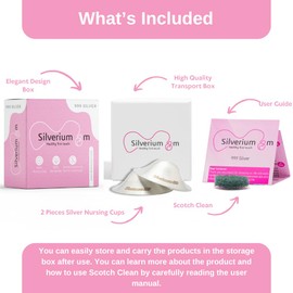 Silveriumom The Original Silver Nursing Cups - Nipple Shields for Nursing Newborn - 100% Pure Silver 999 Silver and Handmade - Nipple Covers Breastfeeding (XL)