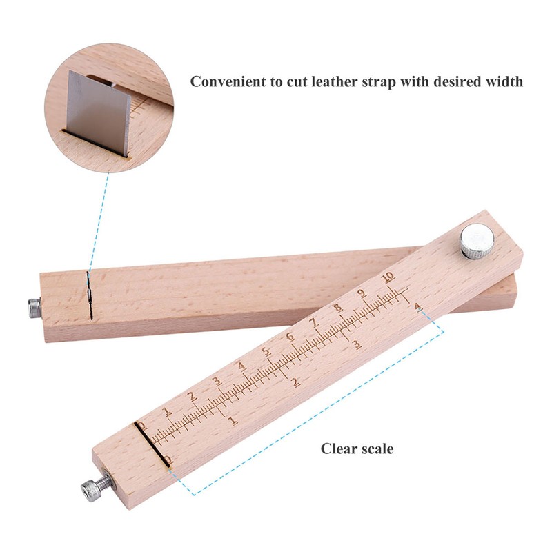Wooden Hand Leather Strip Strap Adjustable Cutting Tool DIY Craft