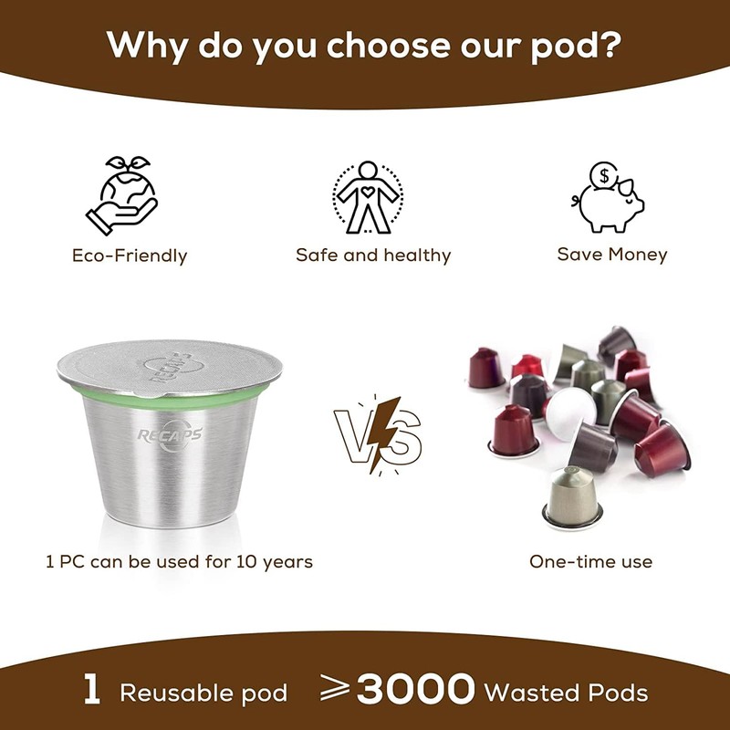 Espresso Capsules Refillable Coffee Pod Stainless Steel Cups Compatible with