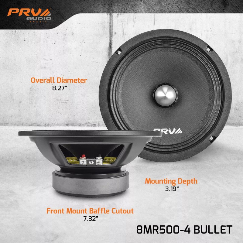 PRV Audio 2x PRV Audio 8MR500-4 BULLET Car Audio 8"