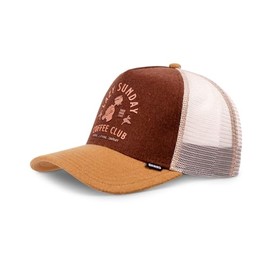 Djinns - Lazy Barista Trucker Cap Mesh Cap Hat Cap Hat Caps, Beige/Brown/Cream