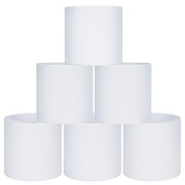 LAMPWELL LEBE White Clip on Chandelier Lamp Shades Set of 6,Small Lamp Shades Clip on bulb,5.2"×5.2"×H5.2",Fabric Mini Drum Lamp Shade,Handmade,FOR CANDLE BULB AND SMALL GENERAL BULB