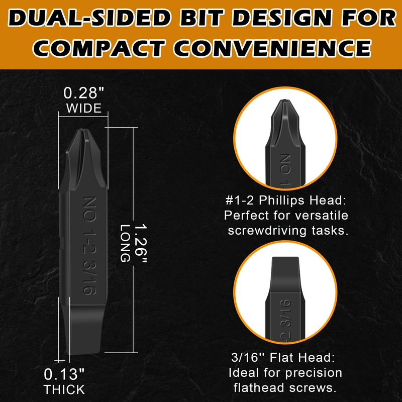 6-Pack Double-Sided Screwdriver Bits Compatible with Leatherman Multi-Tools – #1/#2