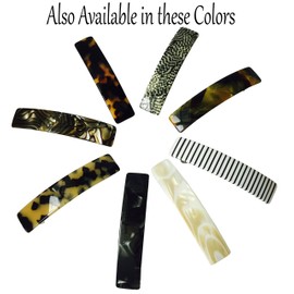 French Amie Oblong Handmade 3.5" Celluloid Automatic Hair Clip Barrette French Hair Clip for Girls Strong Hold Hair Clips for Women No Slip Durable Paris Hair Accessories, Made in France (Black Finish)