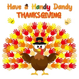 Wehhbtye 118 Pcs Big Size Thanksgiving Turkey and Handprint Cutout, Thankful Hands Turkey Bulletin Board Decoration, Turkeys Cut-Out Handprint Decor for School DIY Activity Blackboard Wall Supplies