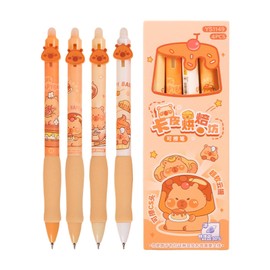 Capybara Rollerball Gel Pens - 4X Erasable Gel Ink Rollerball Pens | 0.5mm Fine Point, Writing Instruments with Cartoon Design for Birthdays, Christmas