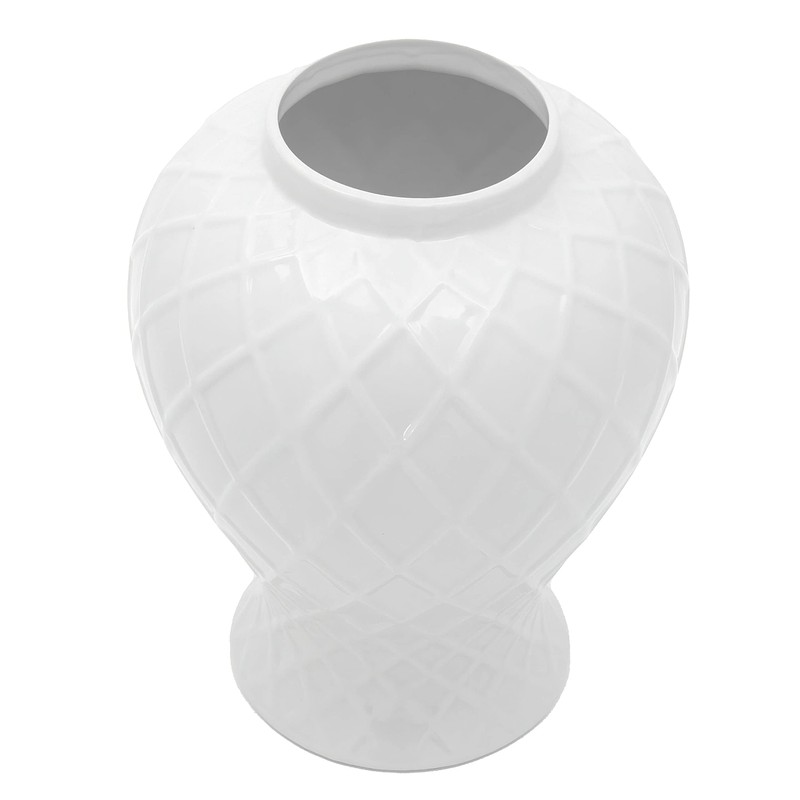 Red Lantern 19.5" Diamond Pattern White Temple Jar