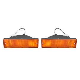 HECASA Pair Bumper Turn Signal Lights Compatible with 1988-1997 Nissan D21 / Pathfinder/Pickup Replacement for NI2520108 NI2521108 Front Turn Signal Lamp Driver & Passenger Side Amber Lens