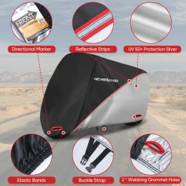 NEVERLAND Motorcycle Cover Universal All Weather Water Resistant Protector Fit up to 86.6"