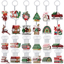 Kigeli 60 Pcs Summer Santa Keychains Party Favors Key Ring Party Gifts Hanging Keychain for Backpack Purse Luggage Pool Beach Hawaiian Party Favor Goody Bag Fillers and Small Prizes for Women