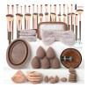 67pcs Brochas Maquillaje Profesional Esponjas Neceseres Rosa