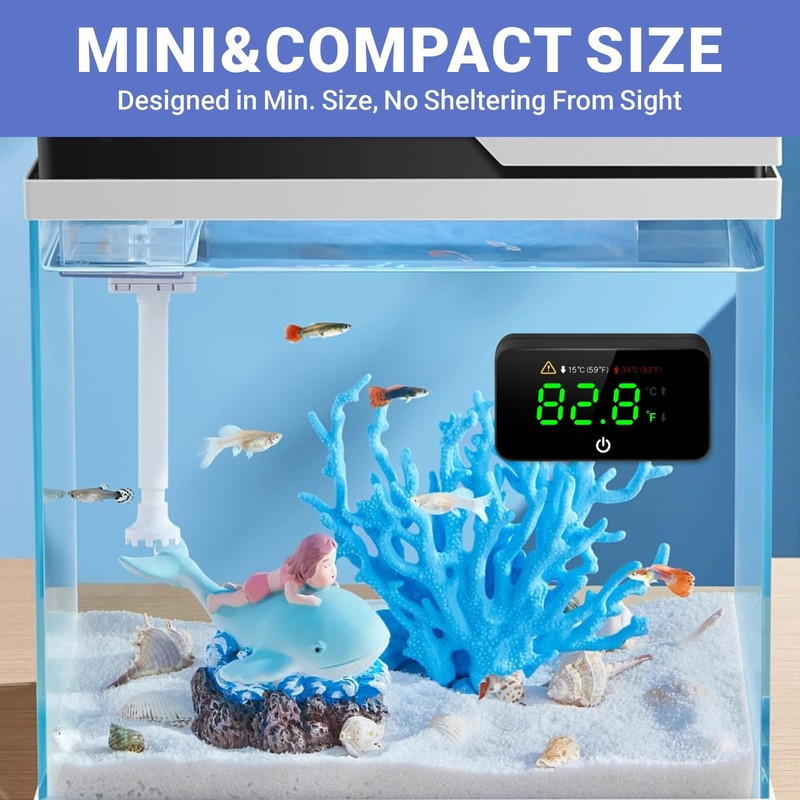 MoonOrange Digital Aquarium Thermometer, Stick-on Fish Tank Thermometer with LED