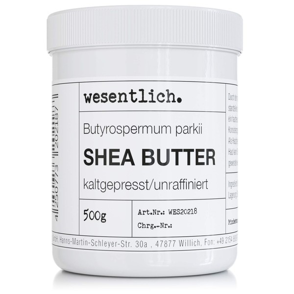 Shea butter cold pressed and unrefined 500 g – 100% pure care or perfect base for high-quality care products from wesentlich.