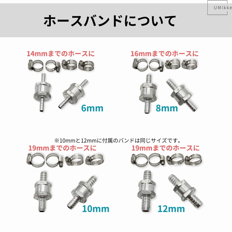 UMikke One-Way Valve, Fuel Backflow Prevention, Hose Band Included, 0.3