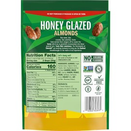 Emerald Nuts, Honey Glazed Almonds, 5.5 Oz, Resealable Bag (Pack of 12)