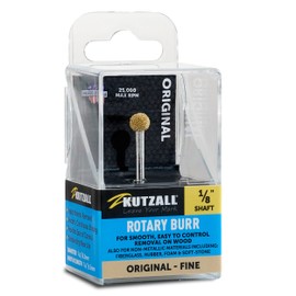 Kutzall Original Sphere Rotary Burr, 1⁄8" Shaft, Fine - Woodworking Attachment for Dremel, Foredom, DeWalt, Milwaukee Tools. Abrasive Tungsten Carbide Coating, 1⁄4" (6.3mm) Head Diameter, S-14-EG