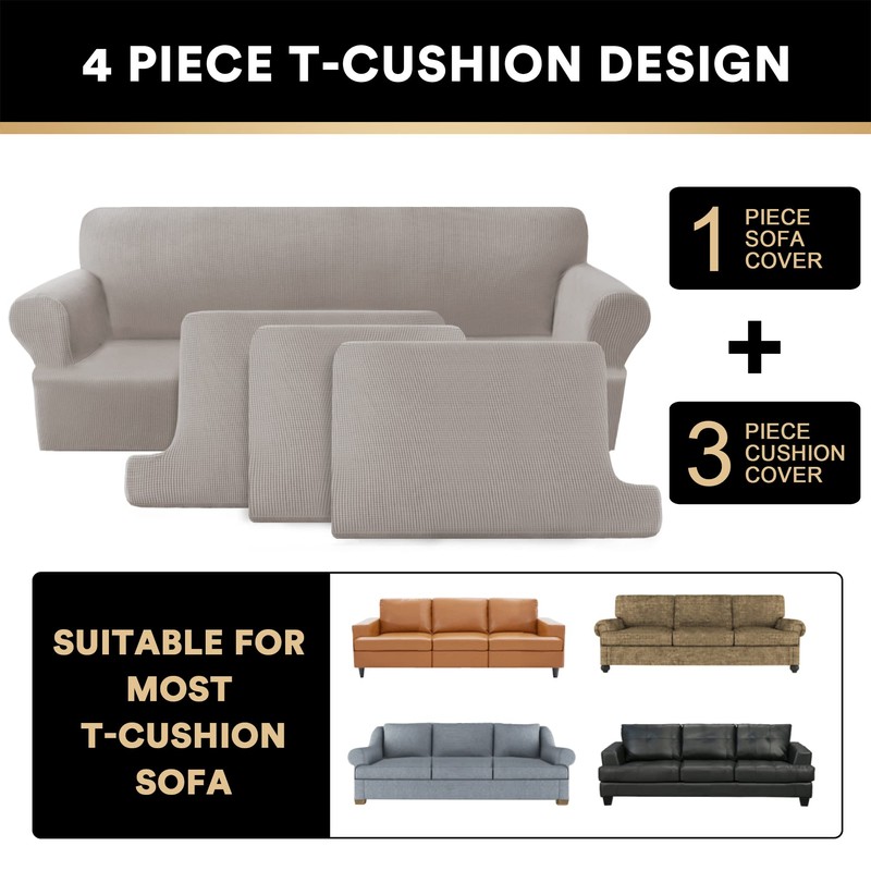 PrinceDeco T Cushion Sofa Slipcover 4 Pieces Sofa Covers for