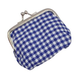Topkids Accessories Coin Purse Cute Kids Wallet Girls Purse Children's Purses Small Coin Purse Girls Accessories Boys Coin Pouch Holder Money Bag (Gingham Check Royal Blue with Clasp)