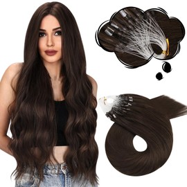 Moresoo Micro Ring Hair Extensions Human Hair Brown Microlink Hair Extensions Dark Brown Hair Extensions Micro Link Human Hair Ash Brown Micro Ring Human Hair Extensions Brown 24 In 50G/50S