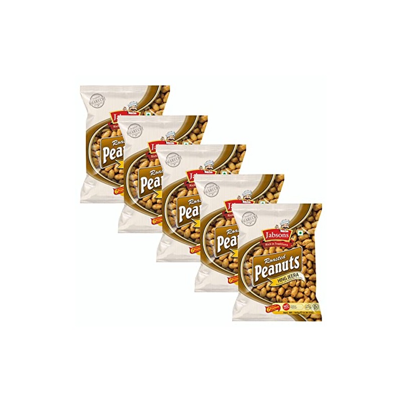 Jabsons - Jumbo Roasted Peanuts, Hing Jeera (5 PACK), 140g