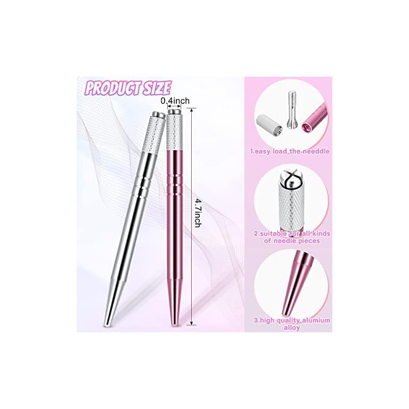 Microblading - 10 bolígrafos manuales para cejas, microcuchillas, de aluminio,