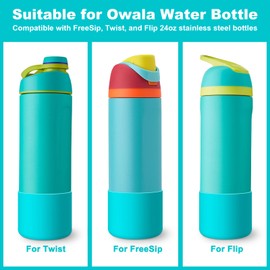 Airboat 2PCS Silicone Water Bottle Boot for Owala 24oz, Protective Bottom Bumper Anti-Slip Sleeve for FreeSip, Twist, and Flip Stainless Steel Bottles, Dishwasher Safe and BPA Free
