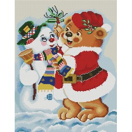 Abillyn Embroidery Cross Stitch Kit Brown and White Printed Pattern Starter Kit (Bear)