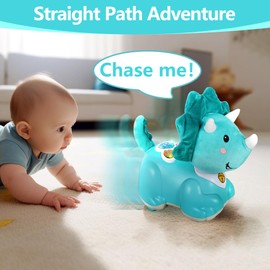 iPlay, iLearn Dinosaur Baby Musical Toy, Infant Crawling Toys for 6-9 9-12 12-18 Month, Baby Tummy Time Toddler Musical Light Toy for Age 0-2, 1 Year Old Boys Girls 1st Birthday Gift - Dinosaur