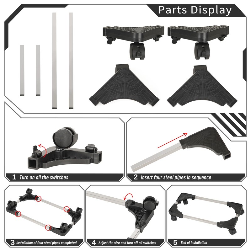Liitrton Mobile CPU Stand Adjustable Computer Tower Stand with 4