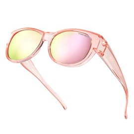 SHEEN KELLY TR90 Oversized Fits Over Sunglasses Mirrored Polarized Lens Cateye for Women Driver Goggles Over Glasses Lightweight