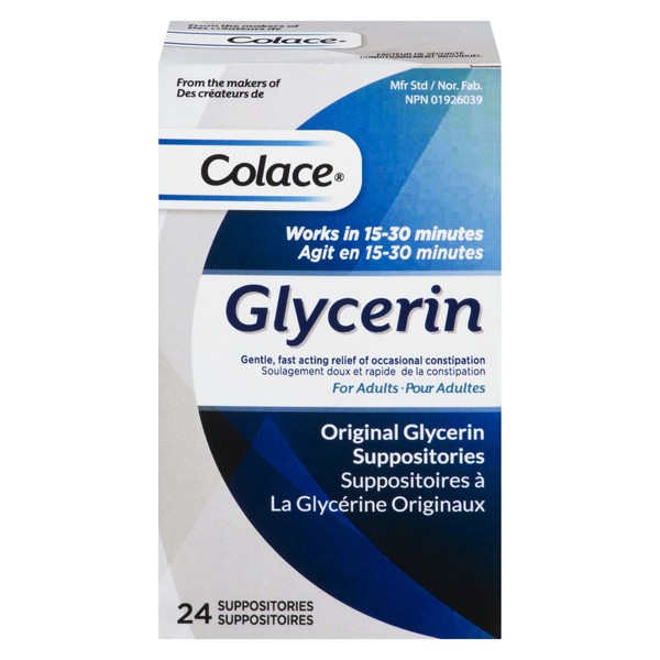 Colace Glycerin Suppositories - Adult | Gentle Fast Acting Relief