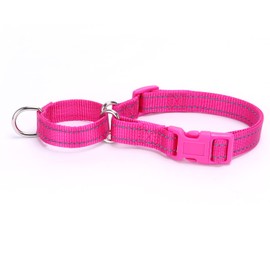 Pimaodog Martingale Dog Collars - Reflective Dog Collar with Quick Release Buckle Adjustable Nylon Training Dog Collar for Puppies Small Medium Large Dogs (S, Hot Pink)