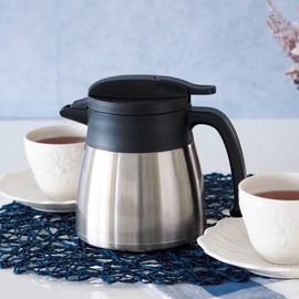 Atlas AVTP-650SV Tabletop Pot, Thermal Pot, 22.0 fl oz (650 ml), Ultra Lightweight, Insulated, Vacuum Insulated, Compact, Stainless Steel, Easy to Pour, Energy Saving, Silver, Barrius