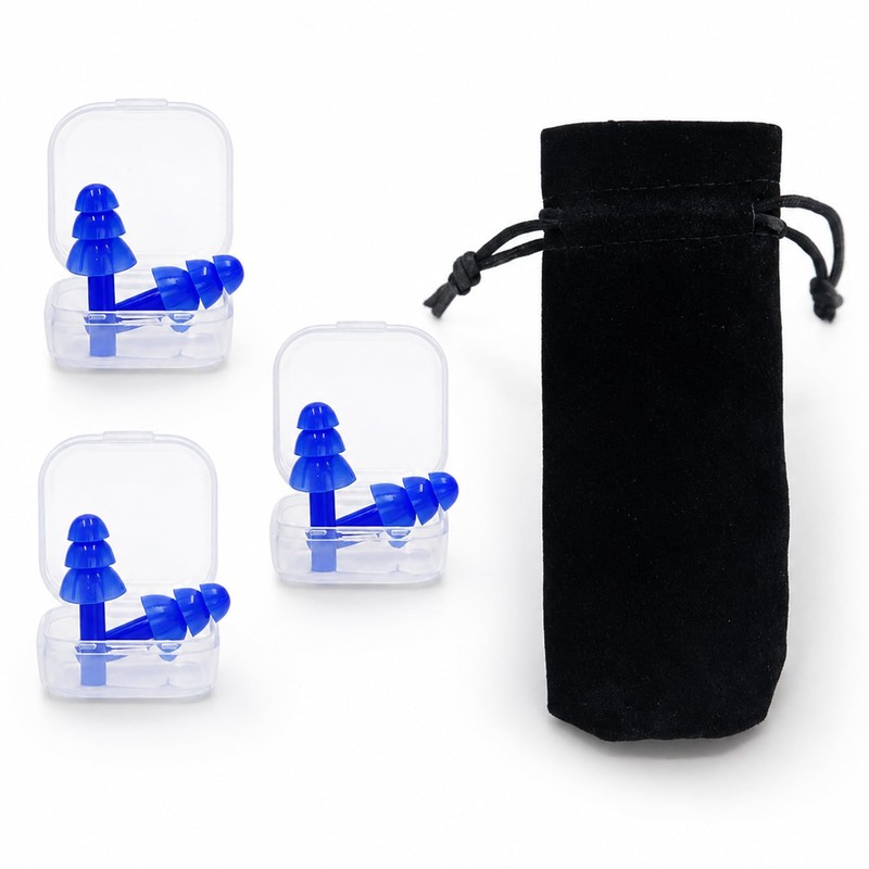 Hush-On Soft Noise Reduction Ear Plugs, 3 Pairs with Storage