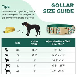 Rychif Dog Collar, Flower Pattern Cute Dog Collars, Adjustable Soft Nylon Pet Collar for Small Medium Large Puppy Boys Girls Dogs (S, Cyan Flowers)