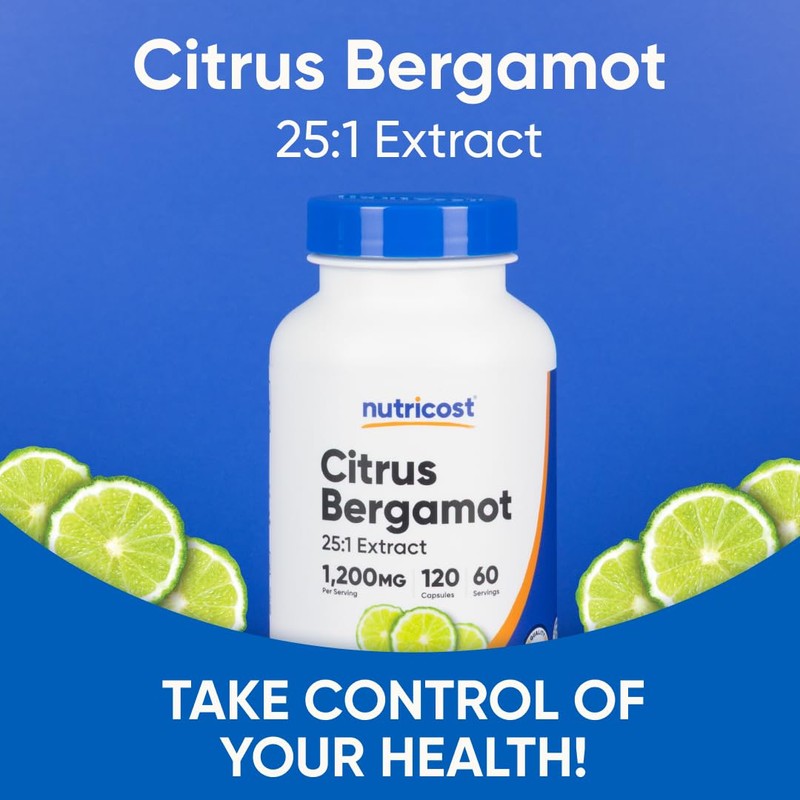 Nutricost Citrus Bergamot Capsules 1,200mg, 120 Capsules - 25:1 Bergamot