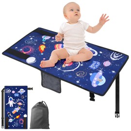 Airplane Seat Extender for Kids, Toddler Airplane Bed with Side Pocket for Baby Airplane Travel Essentials Portable Travel Bed for Flying Flight (Blue Airplane Seat Extender 1 Pack)