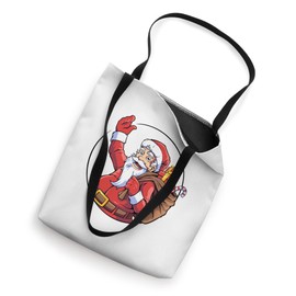 Jolly Santa Bag of Presents Candy Cane Christmas Tote Bag