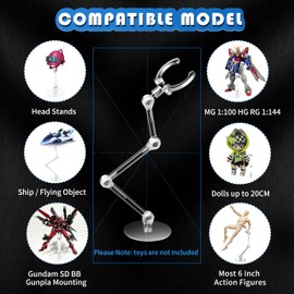 MRSLAU Action Figure Stand, 12PCS Flight Figure Stands Doll Toy Stands Action Figure Display Stands Action Figure Holder Stand Poseable Action Figure Flight Stand with Screwdriver, Clear