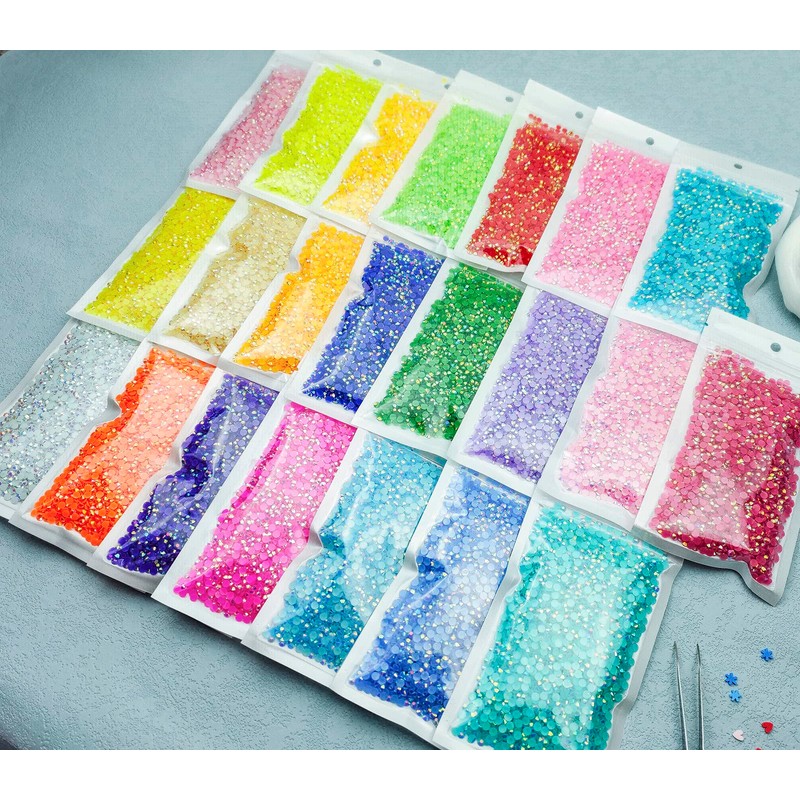 Mulutoo 10000Pcs 2MM Resin Flatback Rhinestone Flatback AB Color Jelly