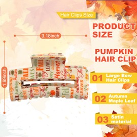 Xepeelo Thanksgiving Hair Clips Autumn Pumpkin Hair Claw Clips Fall Turkey Claw Clip Autumn Maple Hair Jaw Clips Rectangle Hair Clip Fall Thanksgiving Party Hair Accessories for Woman Girl(04, A)