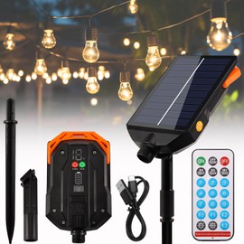 Joycabin Solar Panel for Fairy Lights Control Box 13 Lighting Modes Waterproof Adjustable Luminosity Solar Lamp String Controller 24 V Solar Fairy Lights Replacement Parts with Remote Control