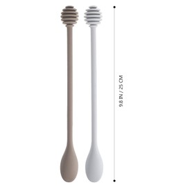 Cabilock 2Pcs Silicone Honey Spoon Dippers with Long Nylon Handles Heat-Resistant Non-Stick Honey Stirring Spoons for Tea Coffee and Deep Jars