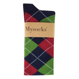 Mysocks 3 Pairs Knee Socks for Children, Finest Cotton, Seamless Toe Closure, 3 Pairs Argyl Navy Red Green