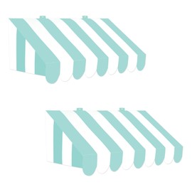 Beistle 2-Pack 3-D Teal and White Awning Wall Decorations, Ideal for Spring, Summer, Carnival, Beach, Ocean, and Under The Sea Themes, 24.75" x 8.75"