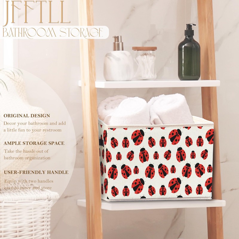 JFFTLL Ladybug Storage Bins with Handles, Lady Bug Gifts for