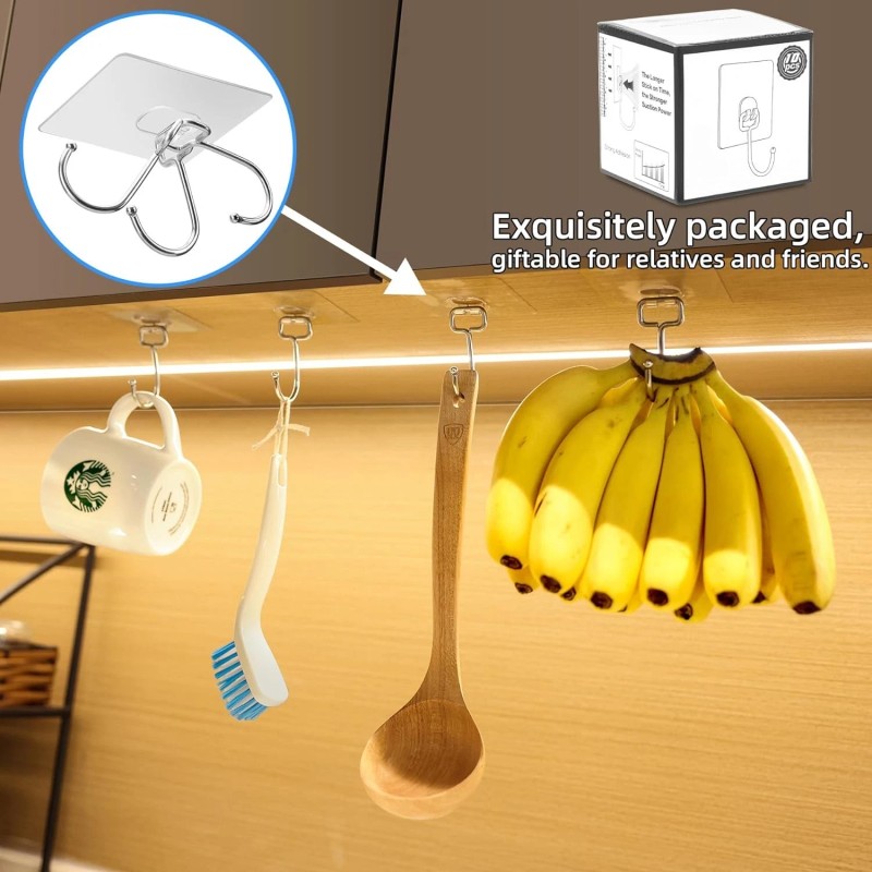 Antimbee 10-Pack All-Purpose Large Adhesive Hooks for Transparent