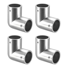 QUARKZMAN Set of 4 Rail Angle Connectors 90 Degree 2-Way Zinc Alloy Pipe Connector Brushed for 25 mm / 1 Inch Diameter Handrail Railing