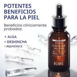IOPE BIO-PDRN Suero Shot de Cafeína | 38% PDRN vegano a base de plantas y 20,000 ppm de cafeína y niacinamida en una botella, rellenando la piel, efec