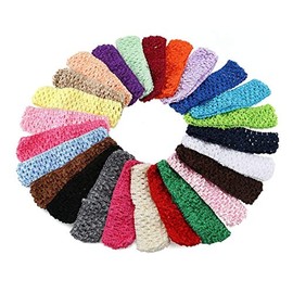 Diademas elásticas de ganchillo coloridas para el cabello, bandas elásticas para el pelo, lazos para la cabeza y accesorios de flores en 25 colores